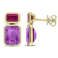 Julianna B 10K Yellow Gold Amethyst & Garnet Drop Earrings