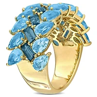 Julianna B 10K Yellow Gold Swiss & London Blue Topaz Three Row Ring