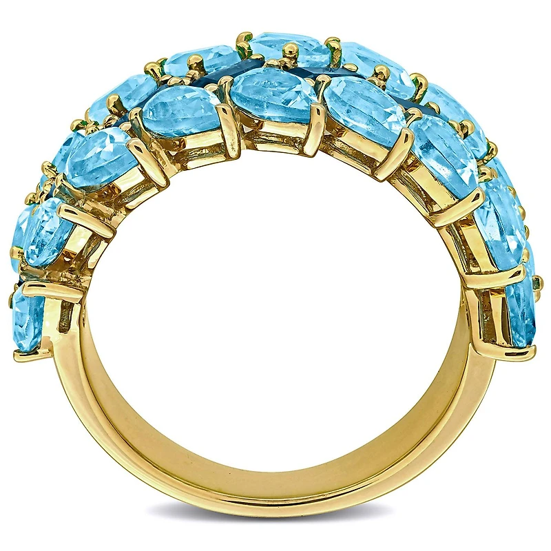 Julianna B 10K Yellow Gold Swiss & London Blue Topaz Three Row Ring