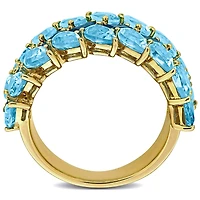 Julianna B 10K Yellow Gold Swiss & London Blue Topaz Three Row Ring