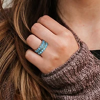 Julianna B 10K Yellow Gold Swiss & London Blue Topaz Three Row Ring