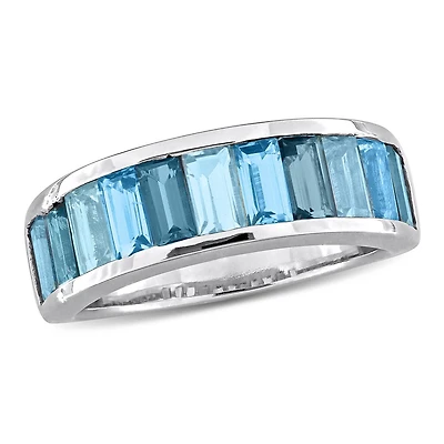Julianna B 10K White Gold Sky, Swiss & London Blue Topaz Ring