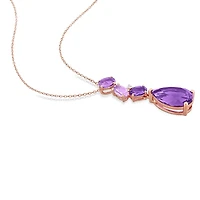 Julianna B 10K Rose Gold Amethyst & Diamond Drop Pendant 17"