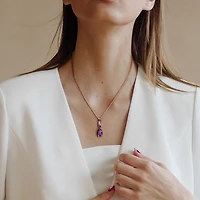 Julianna B 10K Rose Gold Amethyst & Diamond Drop Pendant 17"