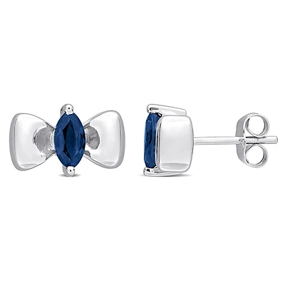 Julianna B 10K White Gold Sapphire Bow Tie Earrings