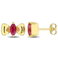 Julianna B 10K Yellow Gold Ruby Bow Tie Earrings