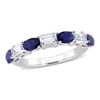 Julianna B 14K White Gold Blue & Sapphire Semi Eternity Ring