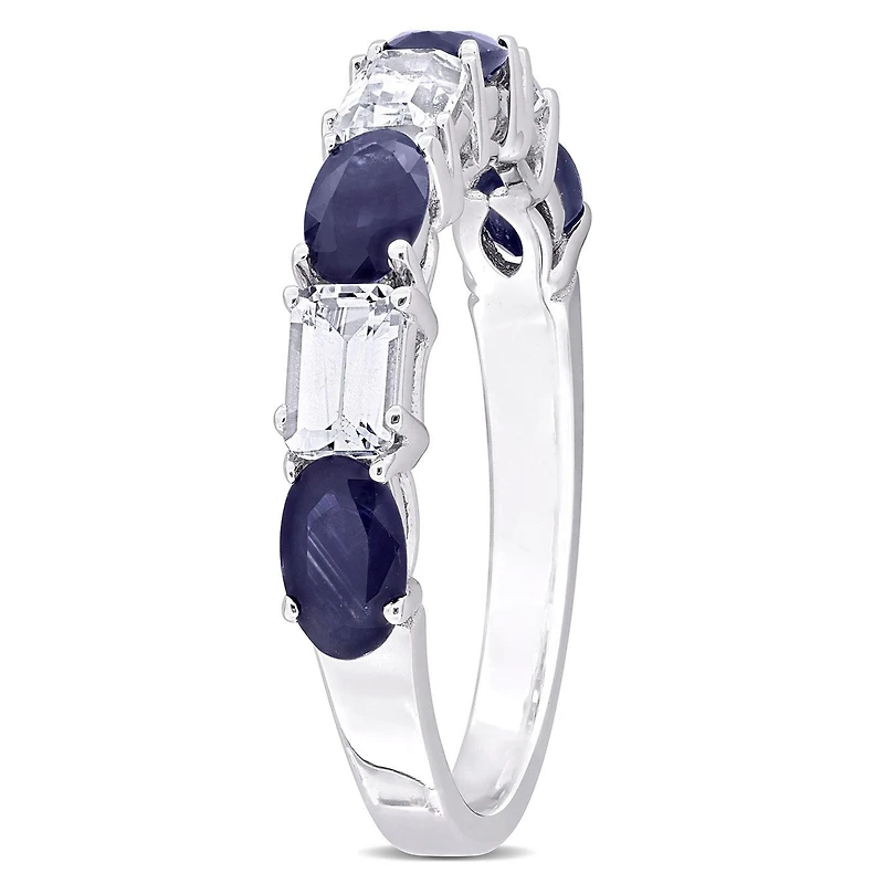 Julianna B 14K White Gold Blue & Sapphire Semi Eternity Ring