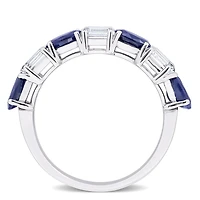 Julianna B 14K White Gold Blue & Sapphire Semi Eternity Ring