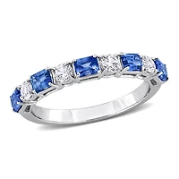Julianna B 14K White Gold Blue & Sapphire Semi Eternity Ring
