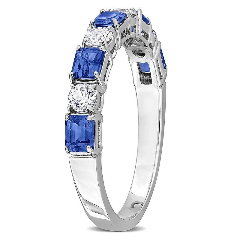 Julianna B 14K White Gold Blue & Sapphire Semi Eternity Ring