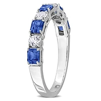 Julianna B 14K White Gold Blue & Sapphire Semi Eternity Ring