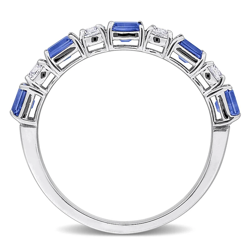 Julianna B 14K White Gold Blue & Sapphire Semi Eternity Ring