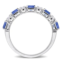 Julianna B 14K White Gold Blue & Sapphire Semi Eternity Ring