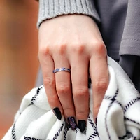 Julianna B 14K White Gold Blue & Sapphire Semi Eternity Ring