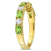Julianna B 14K Yellow Gold Green & White Sapphire Semi Eternity Ring
