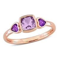 Julianna B 10K Rose Gold Amethyst Three Stone Ring