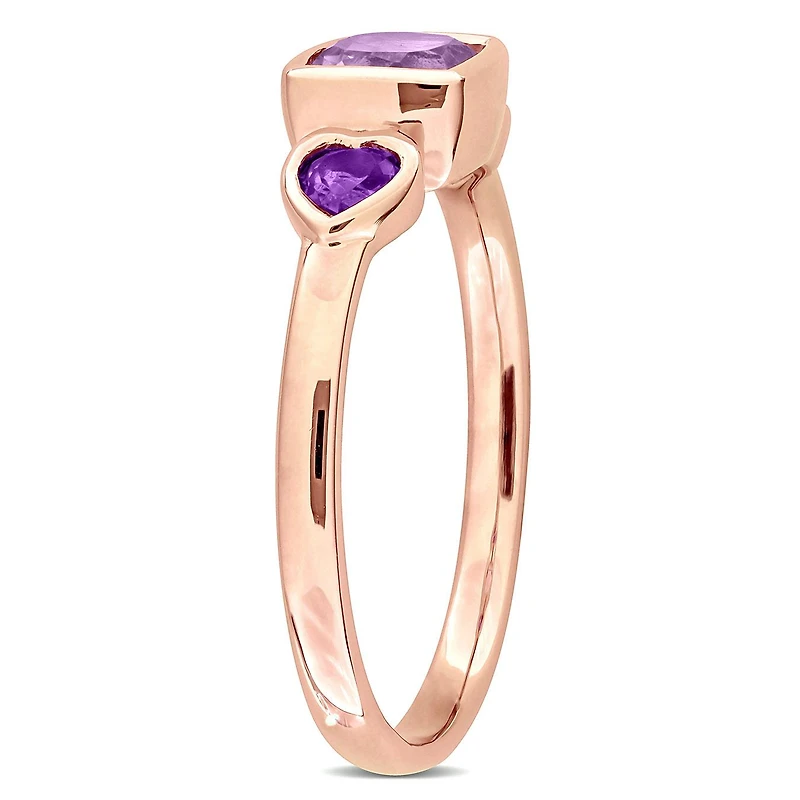 Julianna B 10K Rose Gold Amethyst Three Stone Ring