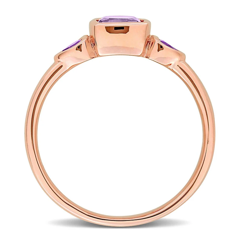 Julianna B 10K Rose Gold Amethyst Three Stone Ring