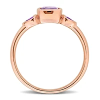 Julianna B 10K Rose Gold Amethyst Three Stone Ring