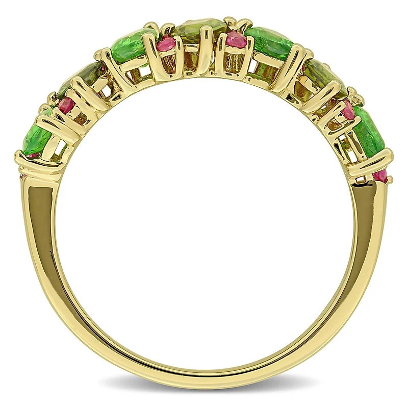 Julianna B 14K Yellow Gold Green & Pink Sapphire and Tsavorite Anniversary Band