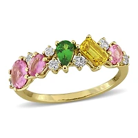 Julianna B 14K Yellow Gold Multi-Gemstone Semi Eternity Band