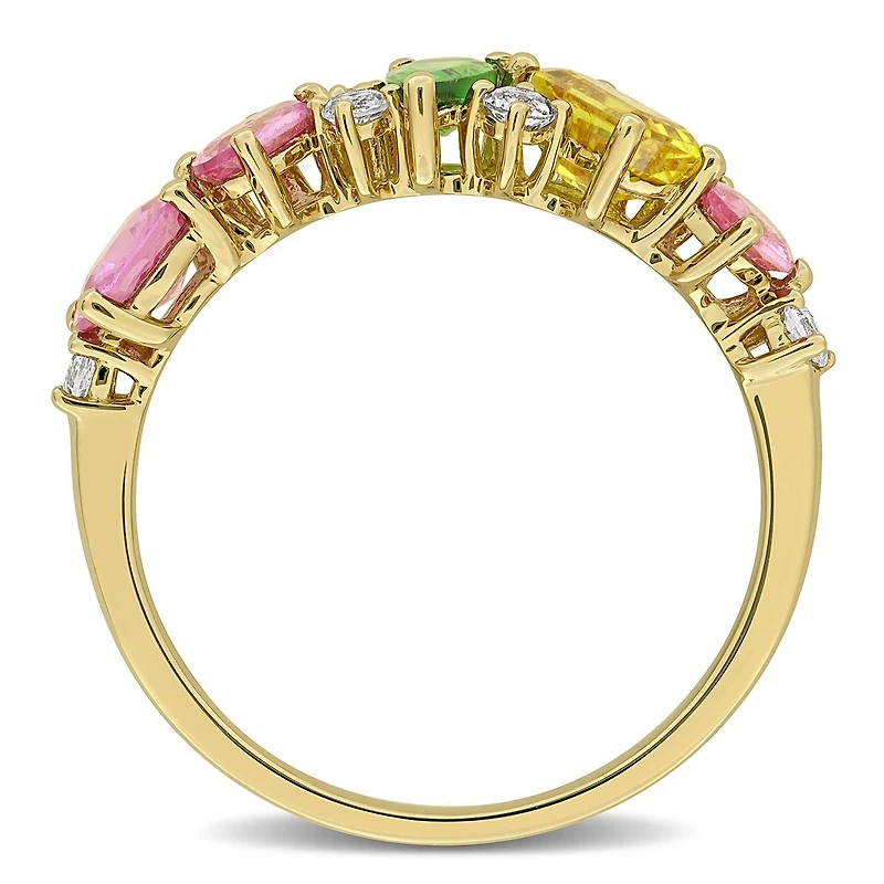 Julianna B 14K Yellow Gold Multi-Gemstone Semi Eternity Band