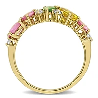 Julianna B 14K Yellow Gold Multi-Gemstone Semi Eternity Band