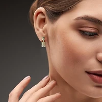Julianna B 10K Yellow Gold Green Quartz & Diamond Drop Earrings