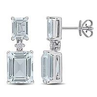 Julianna B 14K White Gold Aquamarine & Diamond Drop Earrings