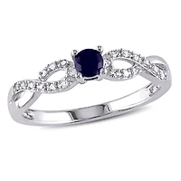 Julianna B Sterling Silver Created Blue Sapphire and Diamond Infinity Ring