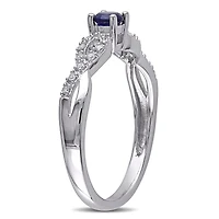 Julianna B Sterling Silver Created Blue Sapphire and Diamond Infinity Ring