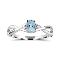 10K White Gold Aquamarine & Diamond Ring