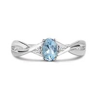10K White Gold Aquamarine & Diamond Ring