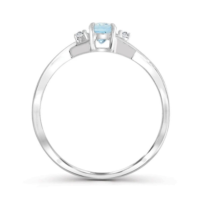 10K White Gold Aquamarine & Diamond Ring