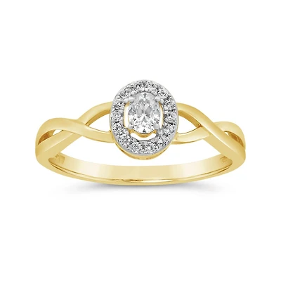 New Brilliance Lab Grown 0.18CTW Oval Diamond Promise Ring in 10K Yellow Gold