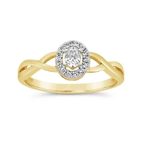 New Brilliance Lab Grown 0.18CTW Oval Diamond Promise Ring in 10K Yellow Gold