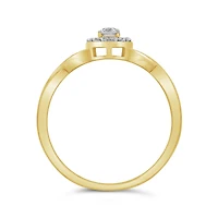 New Brilliance Lab Grown 0.18CTW Oval Diamond Promise Ring in 10K Yellow Gold