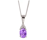 10K White Gold Amethyst Diamond Pendant