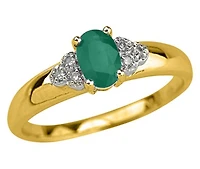 10K Yellow Gold Emerald 0.03CTW Diamond Ring