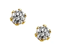 14K Yellow Gold Cubic Zirconia Studs with 14K Gold Filled Fluted Bell Backs