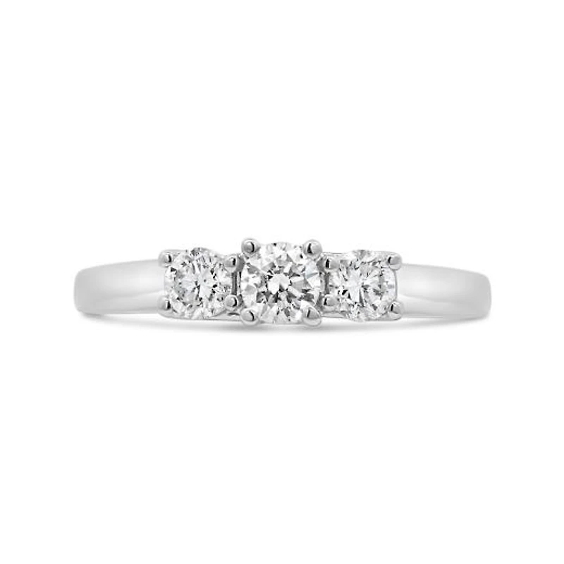 14K White Gold Three-Stone Ring