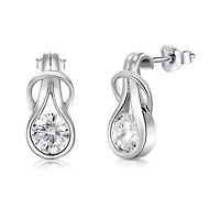 Sterling Silver Cubic Zirconia Knot Earrings