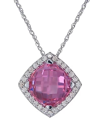 Sterling Silver Pink and Champagne Swarovski Cubic Zirconia Pendant