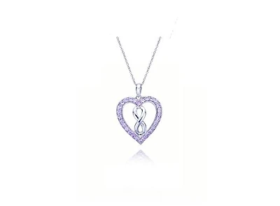 Sterling Silver Created Pink Sapphire Infinity Heart Pendant