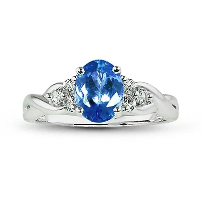 10K White Gold Tanzanite & White Sapphire Ring