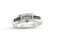 10K White Gold 0.25CTW Black & White Diamond Wedding Band
