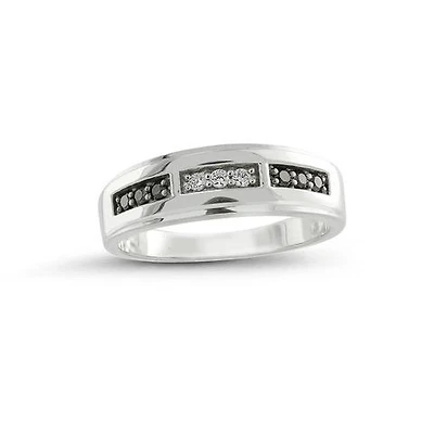 10K White Gold 0.25CTW Black & White Diamond Wedding Band