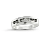 10K White Gold 0.25CTW Black & White Diamond Wedding Band