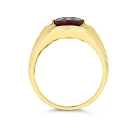10K Yellow Gold Garnet & Diamond Men's Ring